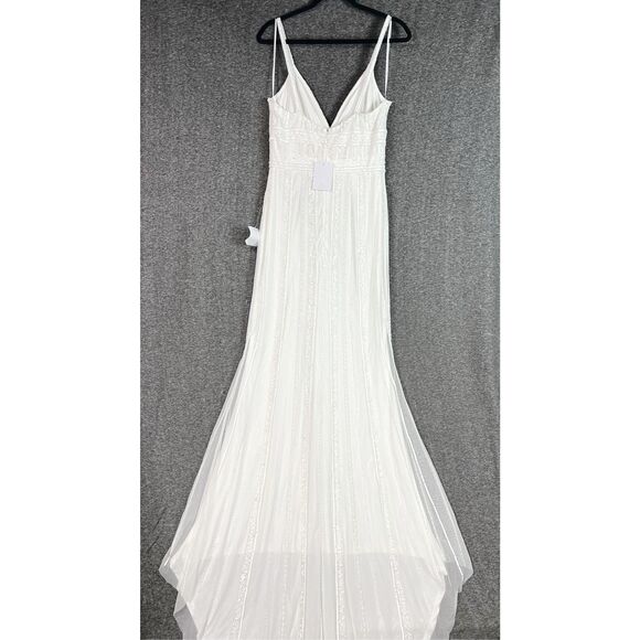 Lulus Stunning Vow White Beaded Sequin Maxi Dress Size L NWT - Picture 14 of 16